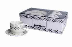 2 x Filiżanka Ze Spodkiem Do Kawy 250 ml Zestaw Kawowy Porcelana Livello