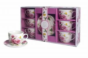 6 x Filiżanka Ze Spodkiem Do Kawy 250 ml Serwis Kawowy Porcelana Livello