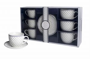 6 x Filiżanka Ze Spodkiem Do Kawy 250 ml Serwis Kawowy Porcelana Livello