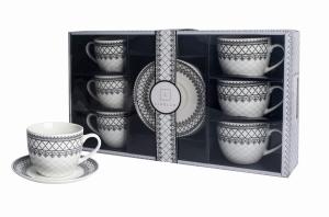 6 x Filiżanka Ze Spodkiem Do Kawy 250 ml Serwis Kawowy Porcelana Livello
