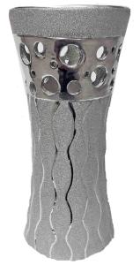 LIVELLO Wazon Na Kwiaty Ceramiczny Dekoracyjny Nowoczesny 25 cm SREBRNY