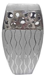 LIVELLO Wazon Na Kwiaty Ceramiczny Dekoracyjny Nowoczesny 24,5 cm SREBRNY
