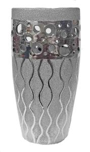 LIVELLO Wazon Na Kwiaty Ceramiczny Dekoracyjny Nowoczesny 26 cm SREBRNY