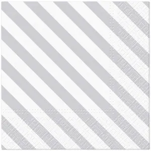 KOMPLET 20 SERWETEK SERWETKI KWADRAT 3-WARSTWOWE 33 cm x 33 cm SREBRNE PASK