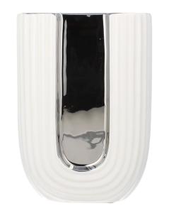 LIVELLO Wazon Na Kwiaty Ceramiczny Dekoracyjny Nowoczesny 20 cm BIAŁY