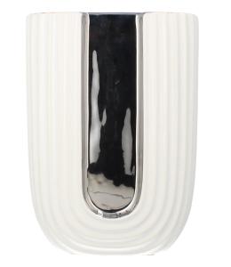 LIVELLO Wazon Na Kwiaty Ceramiczny Dekoracyjny Nowoczesny 25 cm BIAŁY