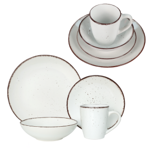 Serwis obiadowy zestaw Livello dla 6 osób 24 elementy talerze kubki biały