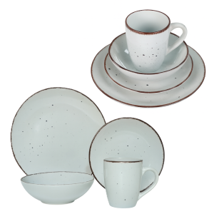 Serwis obiadowy zestaw Livello dla 6 osób 24 elementy talerze kubki szary