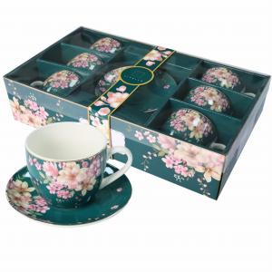 LIVELLO KOMPLET 6 FILIŻANEK 250ML ZE SPODKIEM 14CM KWIAT WIŚNI MORSKI