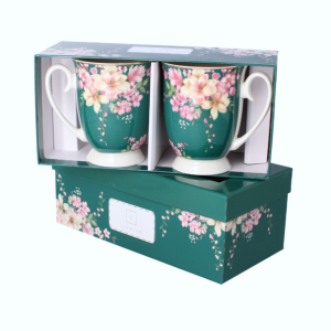 LIVELLO KOMPLET 2 KUBKÓW PORCELANOWYCH 320ML DO HERBATY KWIAT WIŚNI MORSKI