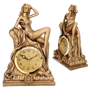 Zegar kominkowy stojący ceramiczny Livello retro złoty kobieta 29 cm