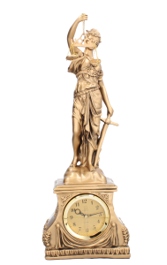 Livello Zegar Kominkowy Stojący Złoty 55 cm Temida Bogini Sprawiedliwości
