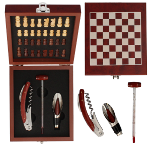 Zestaw akcesoriów do wina Livello szachy korkociąg nalewak termometr