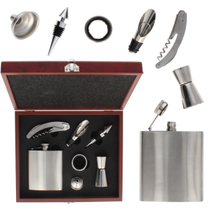 Zestaw akcesoria winiarskie Livello korkociąg nalewak korek piersiówka150ml