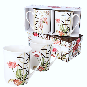 Zestaw 2 x kubek porcelanowy ozdobne pudełko prezent  350 ml Livello kwiaty