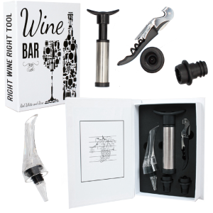 Zestaw Wine Bar Livello 5 el nalewak pompa próżniowa korkociąg zatyczki
