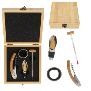 Zestaw do wina Livello korkociąg termometr pierścień obrączka na szyjkę