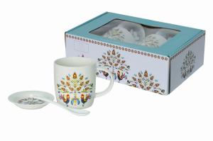 Zestaw 2 x kubek porcelanowy ozdobne pudełko 340 ml Livello folklor łowicki