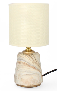 LAMPA CERAMICZNA LIVELLO 26,5 CM KREMOWA LAMPKA NOCNA Z KABLEM ABAŻUR