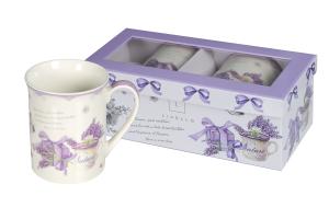 Livello 2x Kubek porcelanowy do kawy zestaw na prezent 350 ml lawenda