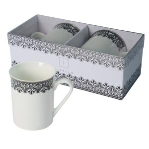 Zestaw 2 x kubek porcelanowy ozdobne pudełko 350 ml Livello ornament