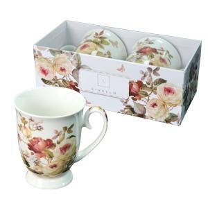 Zestaw 2 x kubek porcelanowy ozdobne pudełko 350ml Livello róża herbaciana