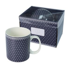 Livello  Kubek porcelanowy JUMBO 670 ml do kawy herbaty duży kropki