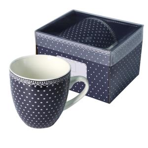 Livello  Kubek porcelanowy MEGA 1000ml do herbaty duży z uchem kropki