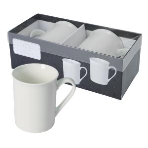 Zestaw 2 x kubek porcelanowy ozdobne pudełko 350 ml Livello biały