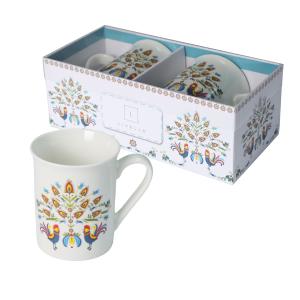 Zestaw 2 x kubek porcelanowy ozdobne pudełko 350 ml Livello folklor łowicki
