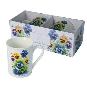 Zestaw 2 x kubek porcelanowy do kawy na prezent 350 ml Livello bratki