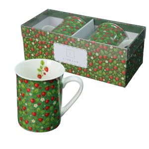 Zestaw 2 x kubek porcelanowy do kawy na prezent 350 ml Livello truskawki