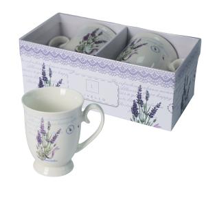 Zestaw 2 x kubek porcelanowy ozdobne pudełko 350ml Livello prezent lawenda