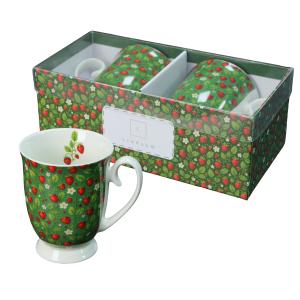 Zestaw 2x kubek porcelanowy ozdobne pudełko 350ml Livello prezent truskawki