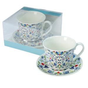 Filiżanka porcelanowa 400 ml ze spodkiem 15,5 cm Livello folklor kaszubski