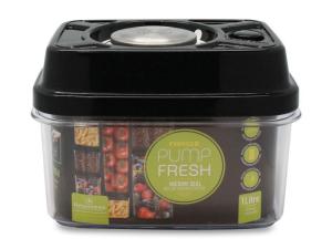 Pojemnik próżniowy z pompką PUMP FRESH 1 l płaski stalowo-czarny Grunwerg