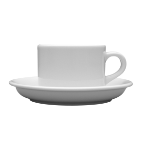 LUBIANA AMERYKA Filiżanka Ze Spodkiem Do Kawy Herbaty Biała 190 ml 15 cm