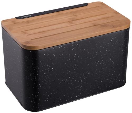Chlebak czarny z deską bambusową 1245